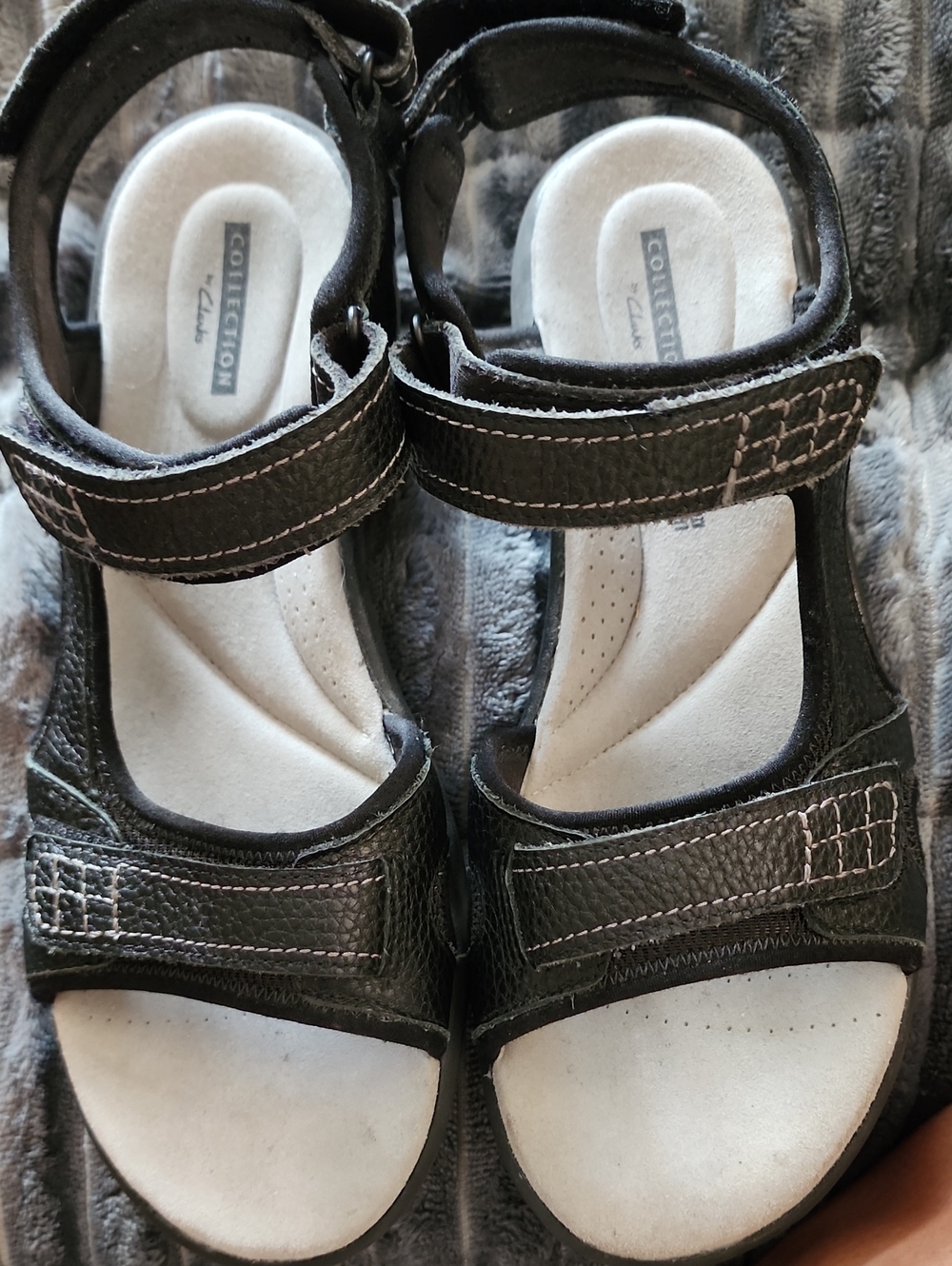 Clarks Black Leather Adjustable Strap Comfort Sandals